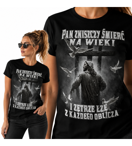 Koszulka Chrześcijańska  damska Pan zniszczy śmierć